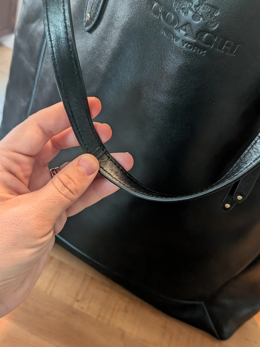 Coach New York Black Leather Tote Bag – Excellent Condition
